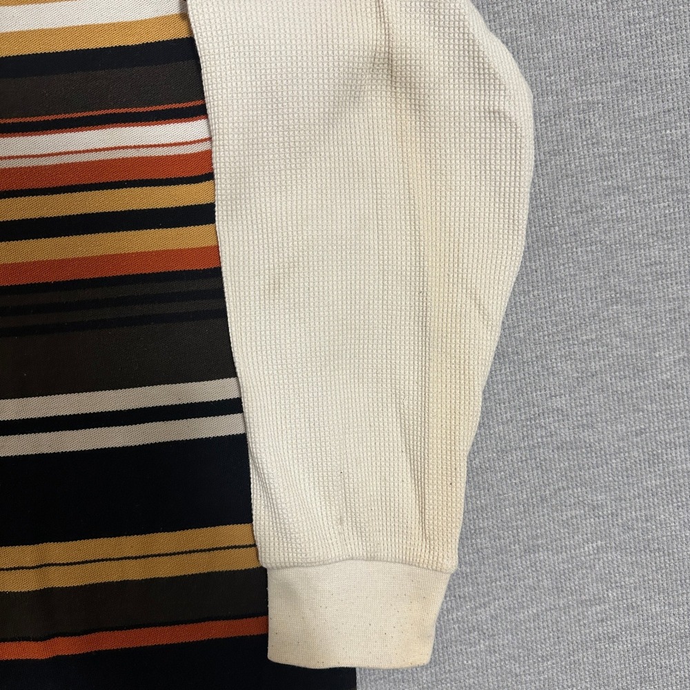 Karl Kani Gold Striped Long Sleeve Polo Waffle Sleeve Earth Tones Mens 3X - Picture 2 of 12